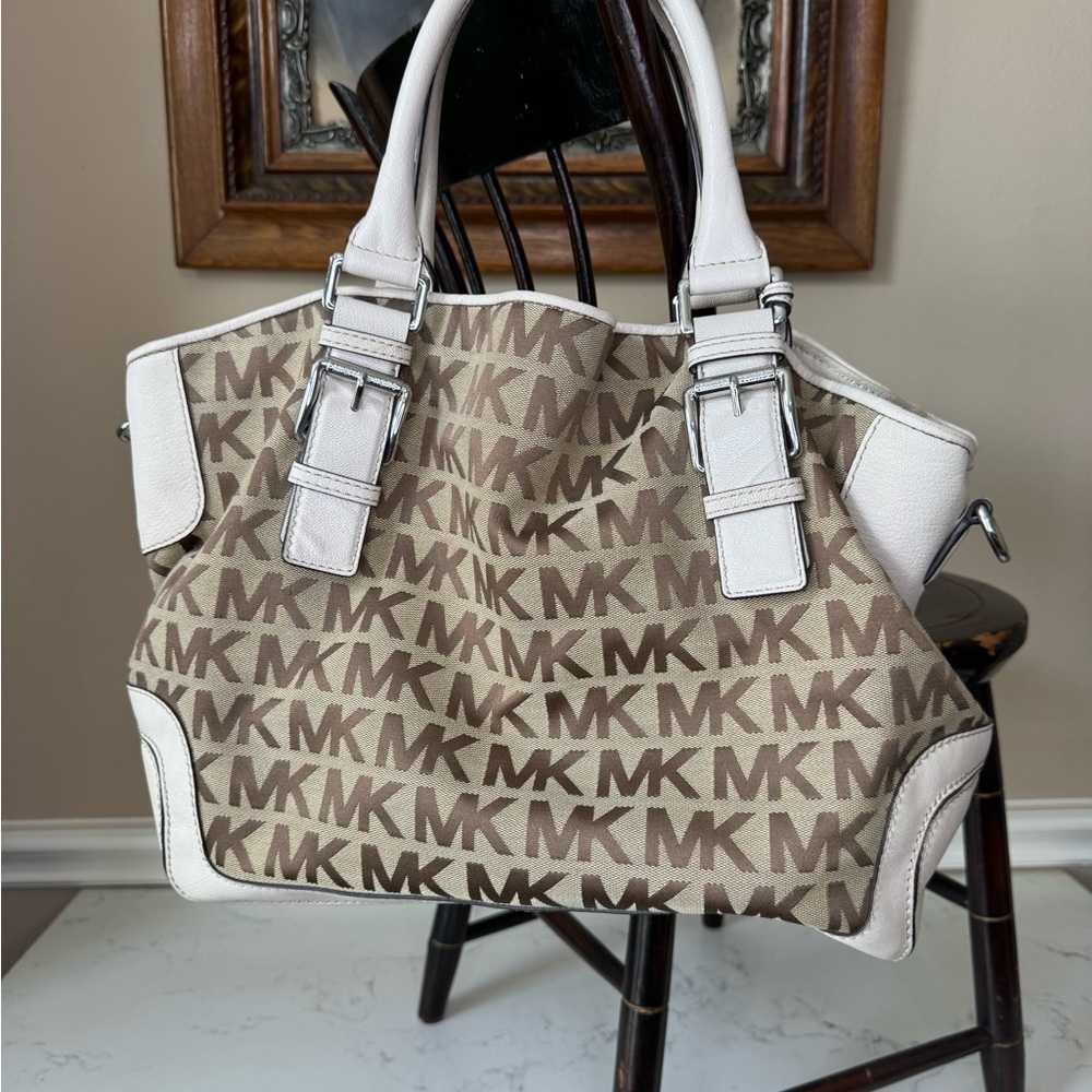 Michael Kors Tan and Cream Logo Tote